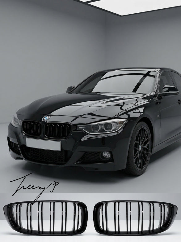 BMW 4 Series F32 F33 F36 2013-2020 M4 style gloss black twin bar kidney grille
