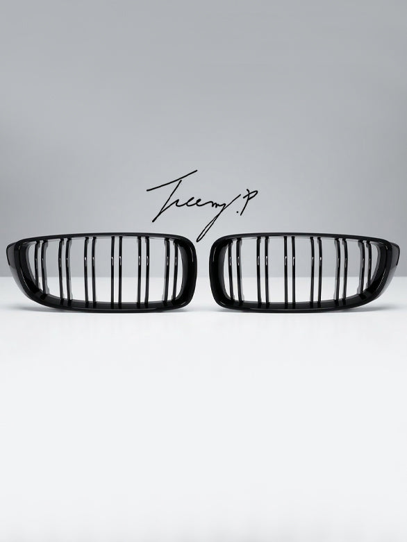 BMW 4 Series F32 F33 F36 2013-2020 M4 style gloss black twin bar kidney grille
