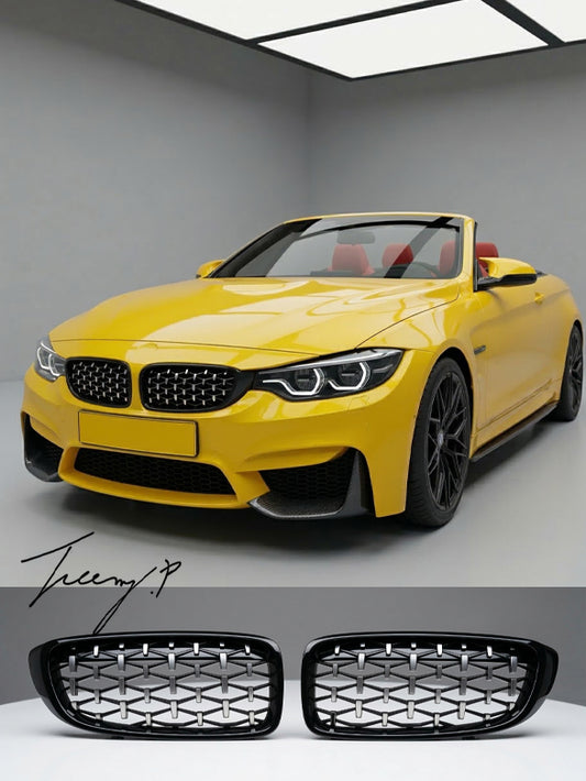 Diamond silver chrome front grille for BMW 4 Series M3 and M4 2014 to 2019

