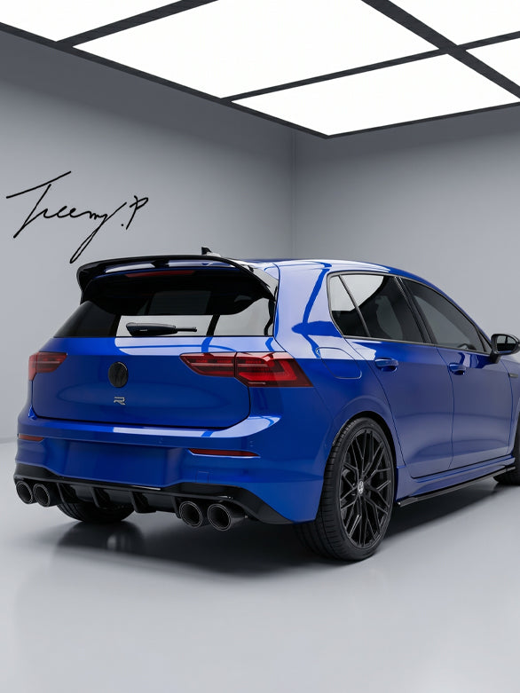 Gloss black CS style rear boot roof spoiler for VW Golf MK8 R Line 2019 and newer
