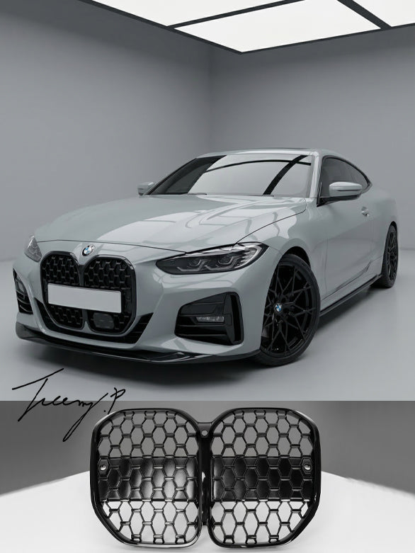 All black M4 style kidney grille for BMW 4 Series G22 G23 G26 2020 onwards
