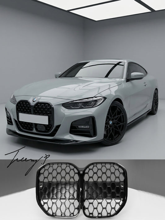 All black M4 style kidney grille for BMW 4 Series G22 G23 G26 2020 onwards
