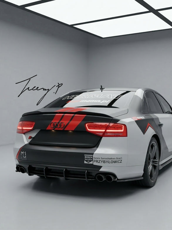 Rear bumper diffuser shark chin splitter spoiler for Audi A8 D4 2010 to 2014
