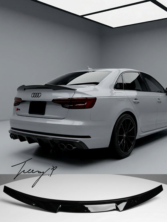 RS style black rear boot roof spoiler wing for Audi S4 B9 2016 to 2023
