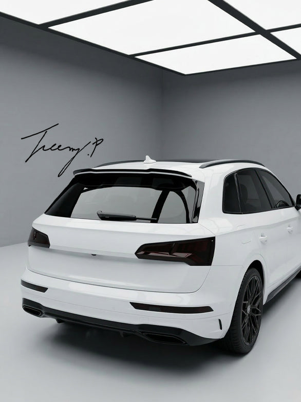 Glossy black rear boot roof spoiler lip for Audi Q5 FY standard SUV 2017 to 2020

