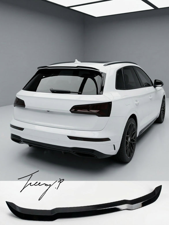 Glossy black rear boot roof spoiler lip for Audi Q5 FY standard SUV 2017 to 2020
