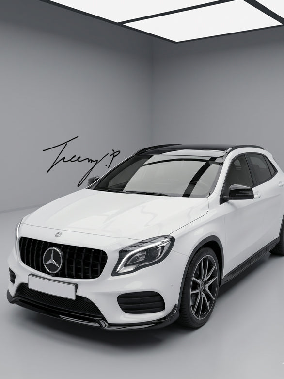 Mercedes GLA X156 Panamericana GT style gloss black front grille bold aggressive front upgrade
