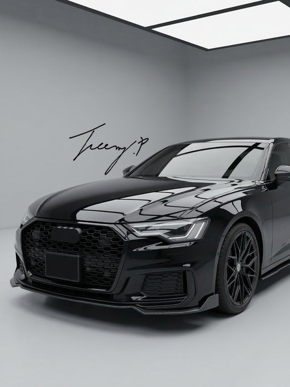 RS6 look gloss black badgeless honeycomb grille for Audi S6 C7 2015 to 2018

