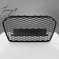RS6 look gloss black badgeless honeycomb grille for Audi S6 C7 2015 to 2018
