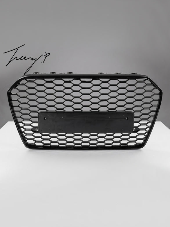 RS6 look gloss black badgeless honeycomb grille for Audi S6 C7 2015 to 2018
