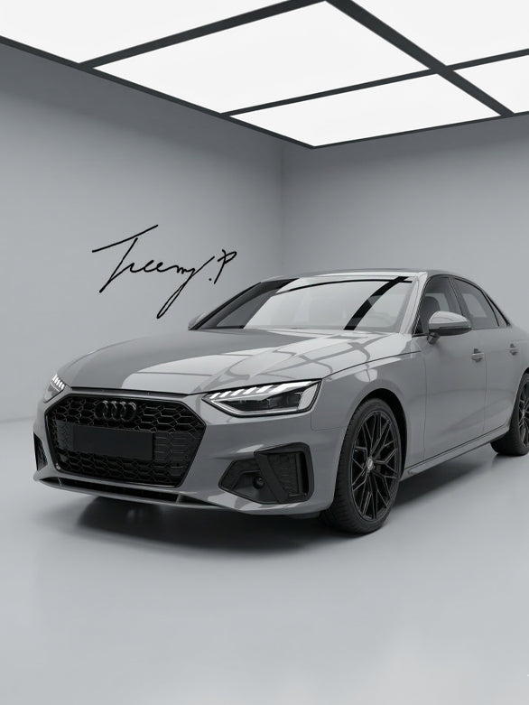 RS style gloss black honeycomb radiator grille for Audi S4 B9 facelift 2019 onwards
