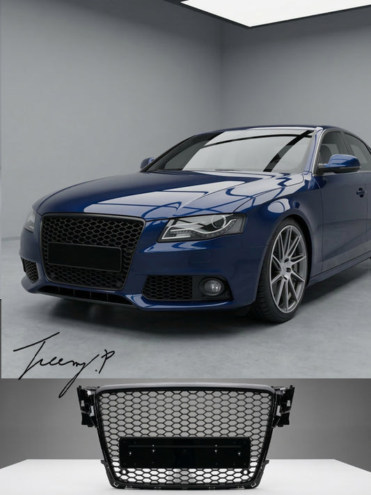 Gloss black honeycomb debadged front grille for Audi S4 B8 2012 to 2016
