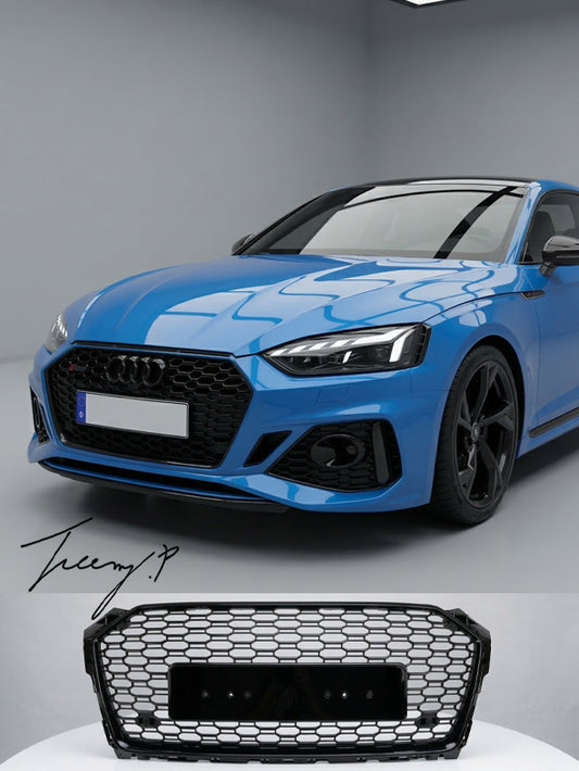 Black honeycomb mesh front grille for Audi S5 F5 and A5 2017 to 2019
