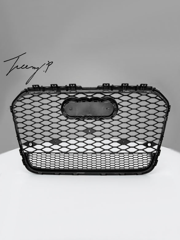 Gloss black RS6 style honeycomb mesh front grille for Audi A6 C7 2011 to 2014
