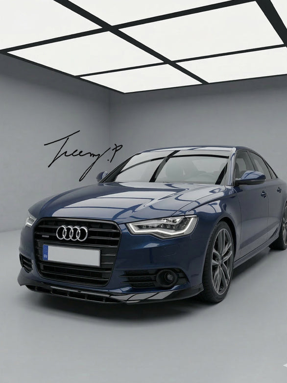 Gloss black front lip spoiler for Audi A6 C7 2011 to 2014
