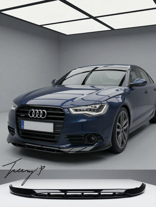 Gloss black front lip spoiler for Audi A6 C7 2011 to 2014
