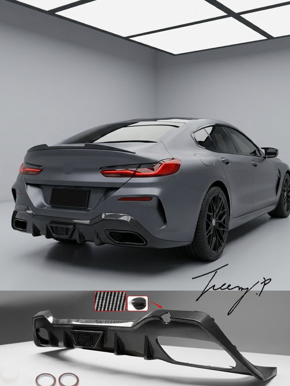 BMW 8 Series G16 Gran Coupe carbon look rear diffuser bodykit fit 2019 to 2023
