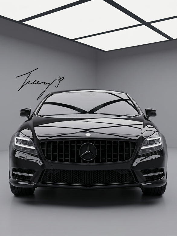 Mercedes CLS Class W218 C218 gloss black GT Panamericana front grille bold aggressive front styling upgrade
