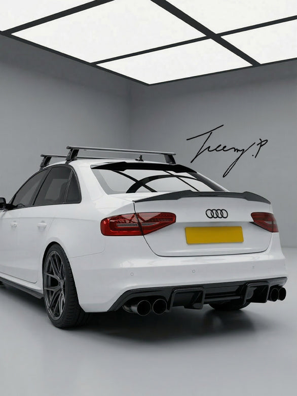 Audi A4 B8 rear trunk boot lip spoiler M4 style gloss black 2012 to 2015
