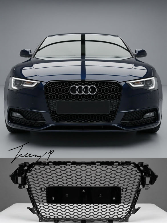 Audi A4 B8 RS style honeycomb front grille gloss black 2013 to 2015
