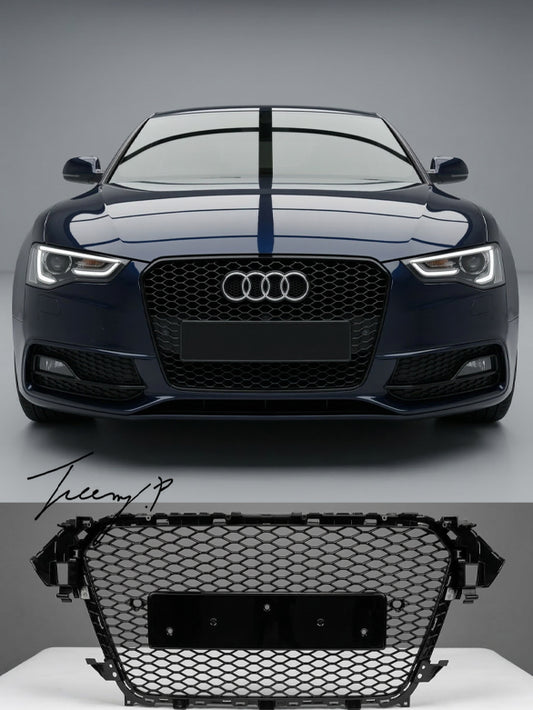 Audi A4 B8 RS style honeycomb front grille gloss black 2013 to 2015
