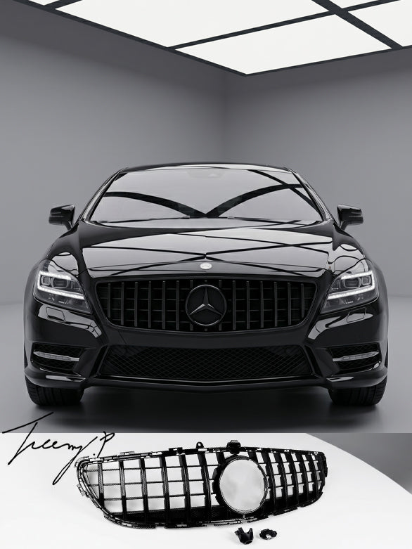Mercedes CLS Class W218 C218 gloss black GT Panamericana front grille bold aggressive front styling upgrade
