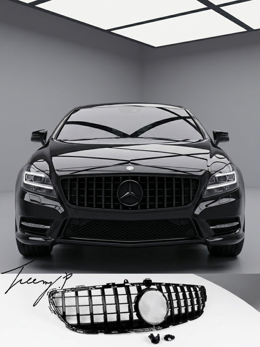 Mercedes CLS Class W218 C218 gloss black GT Panamericana front grille bold aggressive front styling upgrade
