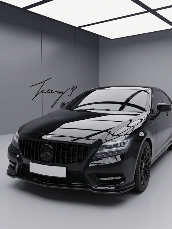 Mercedes CLS Class W218 C218 gloss black Panamericana GT front grille bold aggressive front styling upgrade

