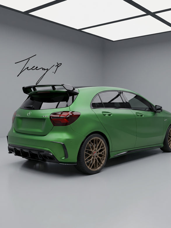 Black AMG A45 style rear bumper diffuser spoiler for Mercedes A Class W176 2012 to 2018
