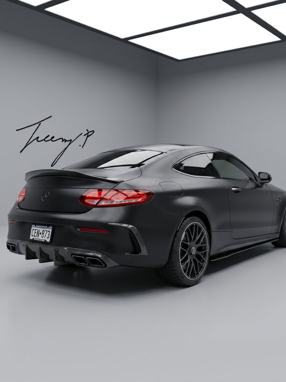 Mercedes C Class W205 carbon effect side skirts extension 2014 to 2021