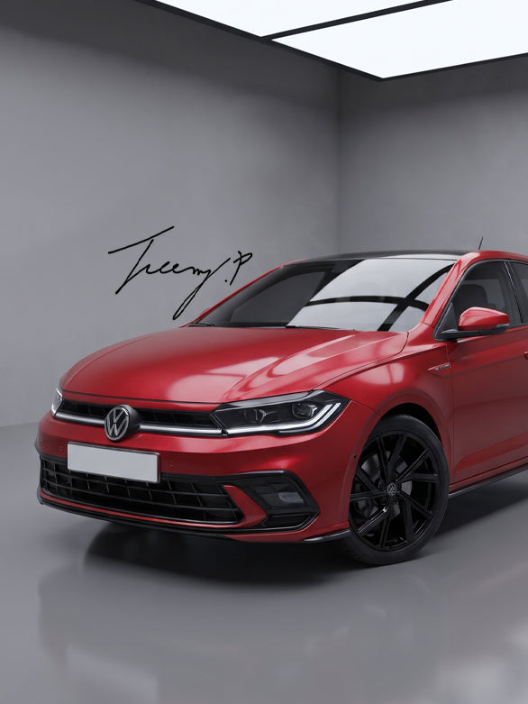 Volkswagen Polo Mk6 Facelift 2021-2025 front gloss black grille with 6000K LED DRL