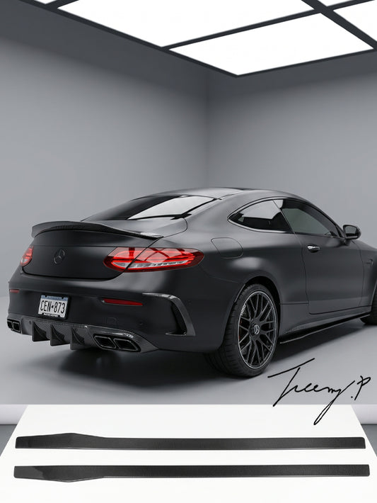 Mercedes C Class W205 carbon effect side skirts extension 2014 to 2021