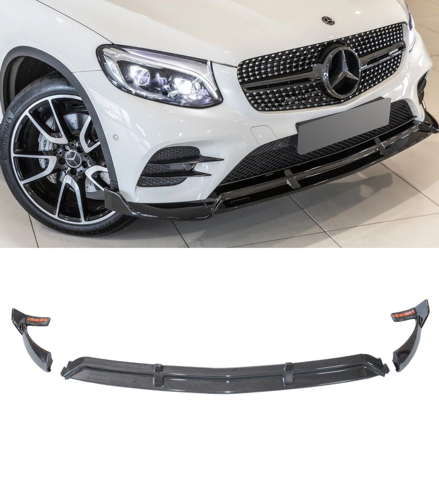 Gloss Carbon effect Front Lip Splitter for Mercedes GLC X253 SUV (2015-2019)