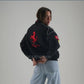 Vintage Ferrari Jacket Black Embroidered Padded - Unisex - Outdoor Coat Women & Mens Hoodie