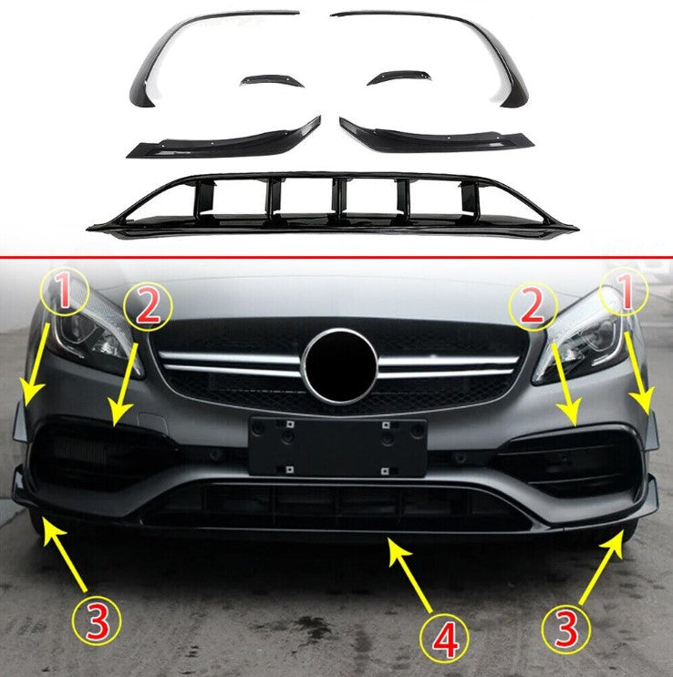 MERCEDES A CLASS W176 AMG FRONT SPLITTER SPOILER (2016-2018) COMPLETE FRONT BODYKIT