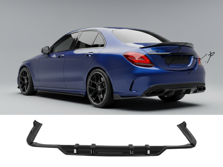 Mercedes-Benz C-Class W205 (2019–2021) Gloss Black Rear Diffuser Lip Valance Spoiler