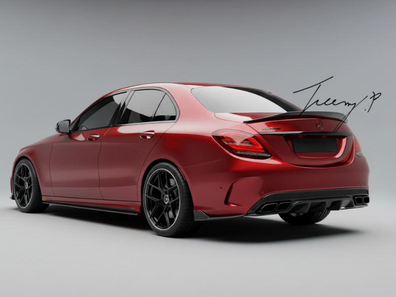 Mercedes-Benz C-Class W205 (2019–2021) Gloss Black Rear Diffuser Lip Valance Spoiler