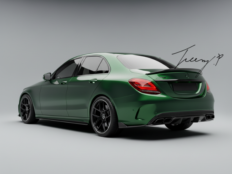 Mercedes-Benz C-Class W205 (2019–2021) Gloss Black Rear Diffuser Lip Valance Spoiler