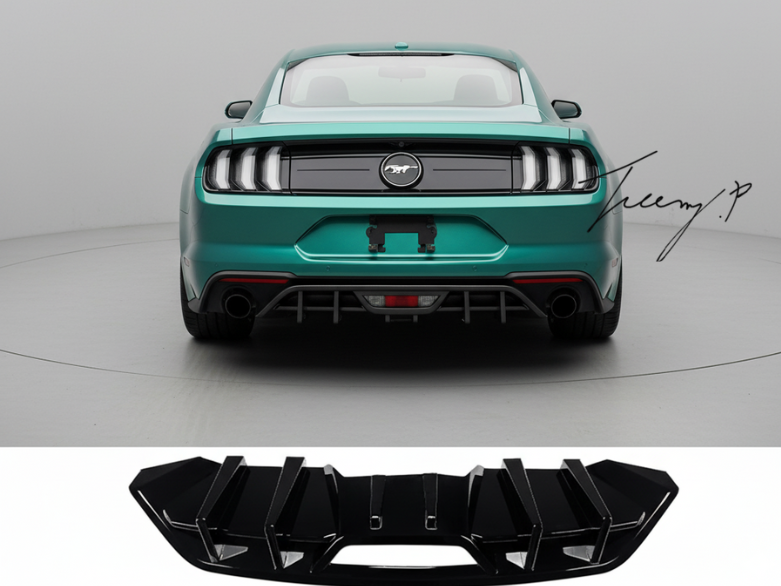 Ford Mustang MK6.5 (2018–2023) Gloss Black Rear Diffuser Lip Valance Bumper
