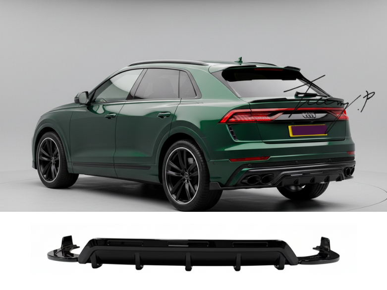Audi Q8 S Line (2018+) Gloss Black Rear Diffuser Lip Valance Spoiler Splitter