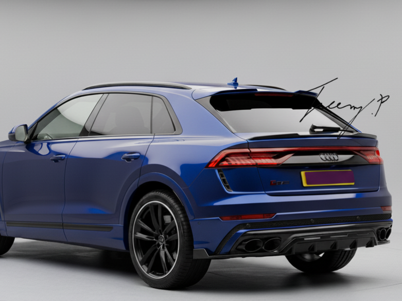 Audi Q8 S Line (2018+) Gloss Black Rear Diffuser Lip Valance Spoiler Splitter