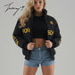 Vintage black Porsche embroidered stitched padded jacket, unisex outdoor coat for men and women.

