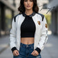 Vintage-style Porsche Formula 1 leather racing jacket with embroidered logos, unisex black hoodie-style coat.
