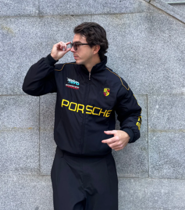 Vintage Porsche Jacket Black - Unisex - Embroidered Stitched Padded Outdoor Coat Women & Mens clothing