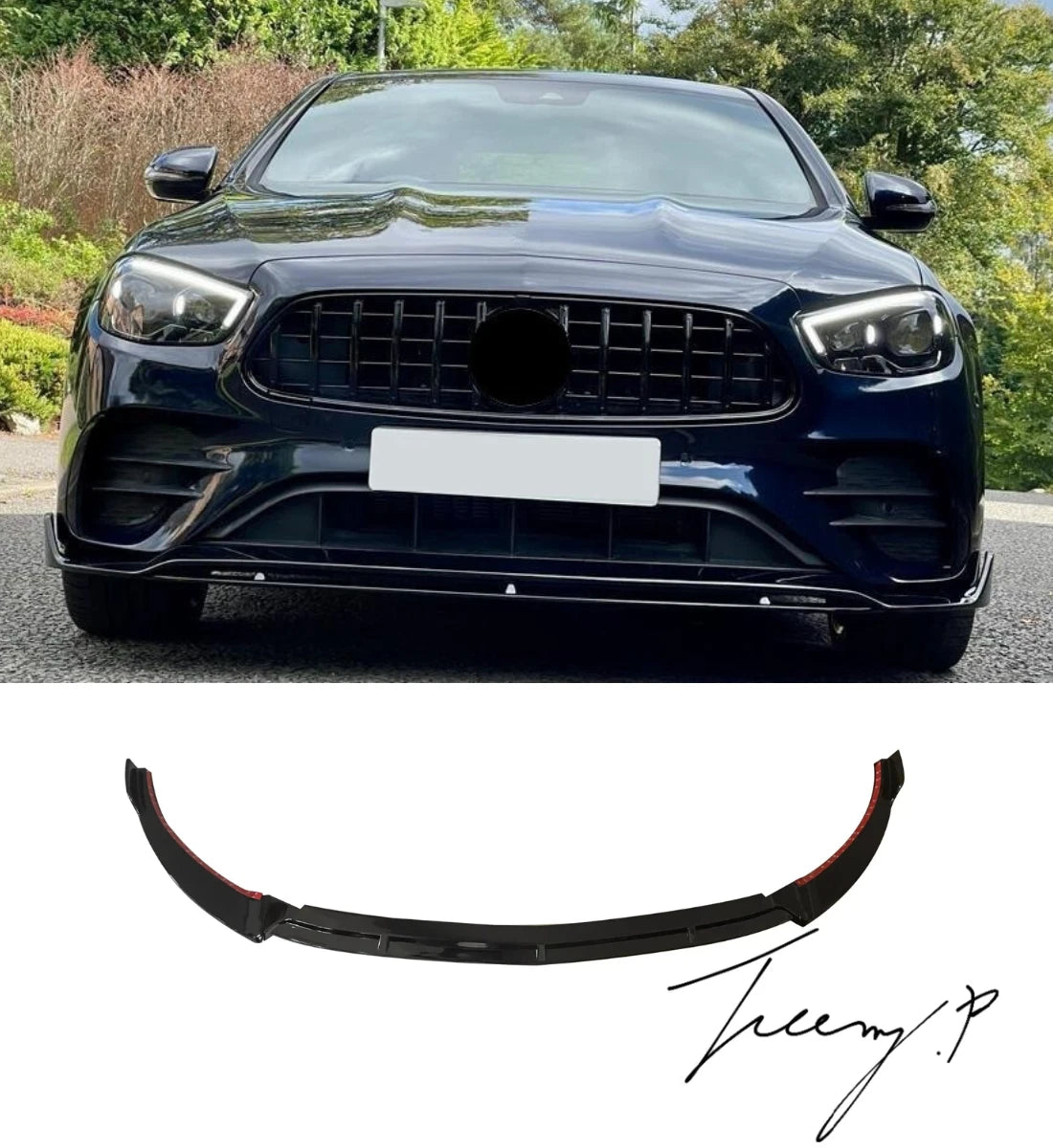 Mercedes E-Class W213 S213 A238 C238 (2021+) Gloss Black Front Bumper Lip Splitter 