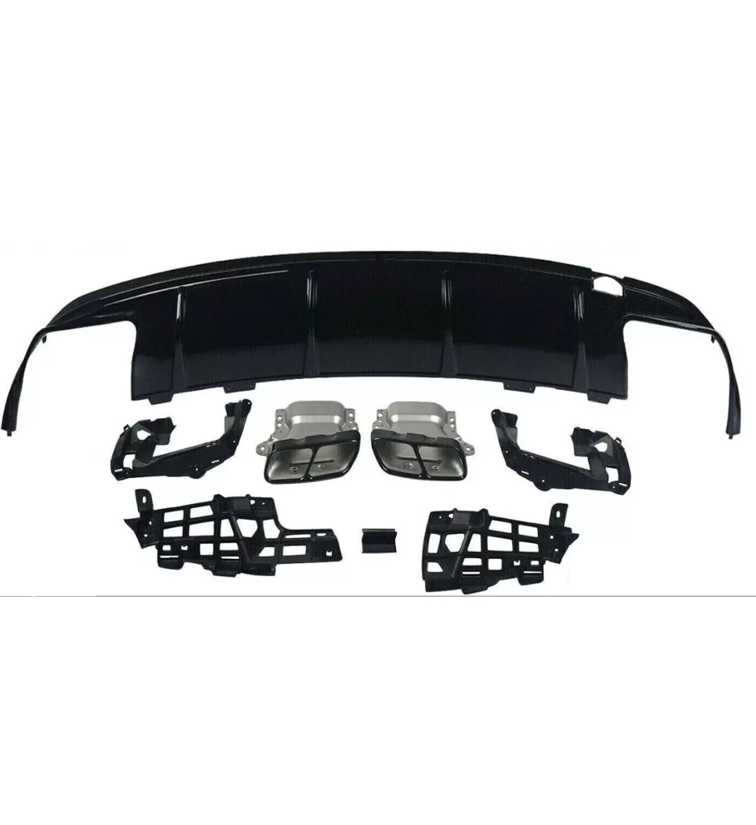 Mercedes AMG W117 C117 CLA45 (2013–2019) Gloss Black Rear Diffuser Quad Exhaust Tail Pipe