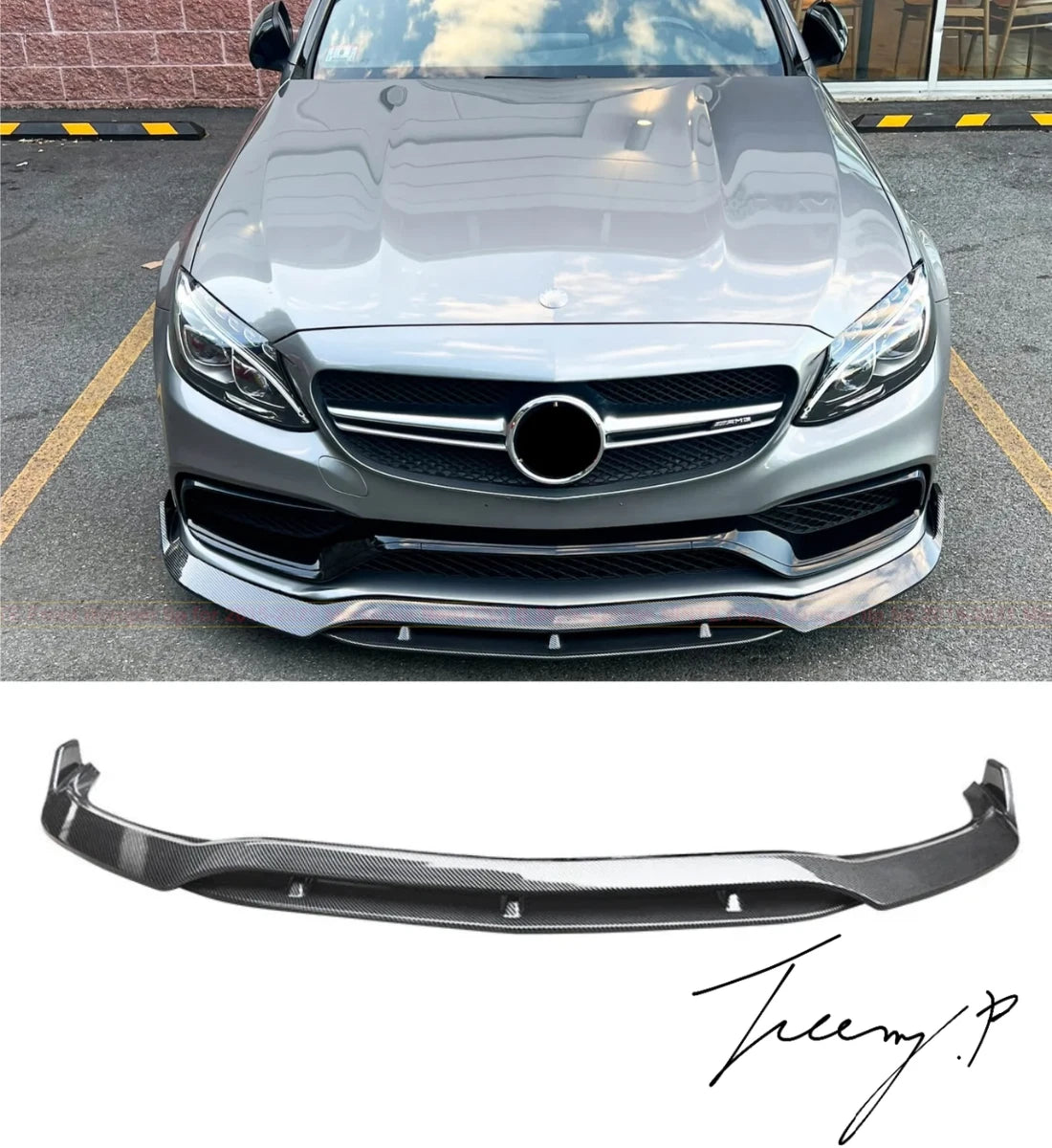 Mercedes Benz C63 W205 (2015–2019) AMG B Style Carbon Look Front Bumper Splitter