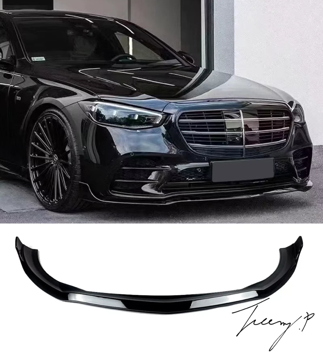 Mercedes S-Class W223 (2020+) Style Gloss Black Front Splitter Spoiler