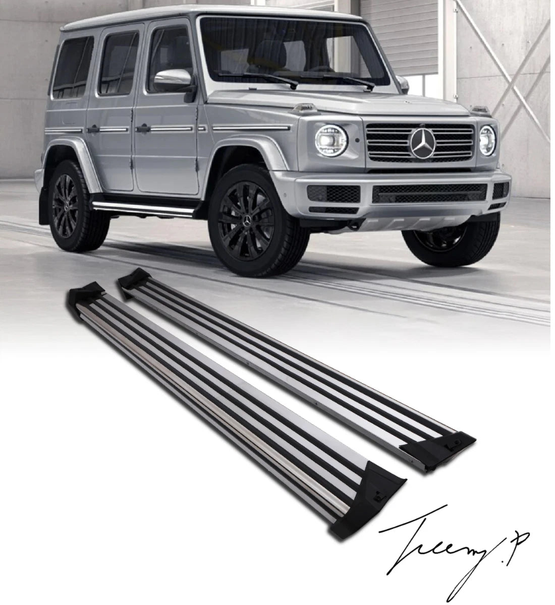 OE style aluminum running boards side steps for 1989–2018 Mercedes-Benz G-Class G-Wagon W463