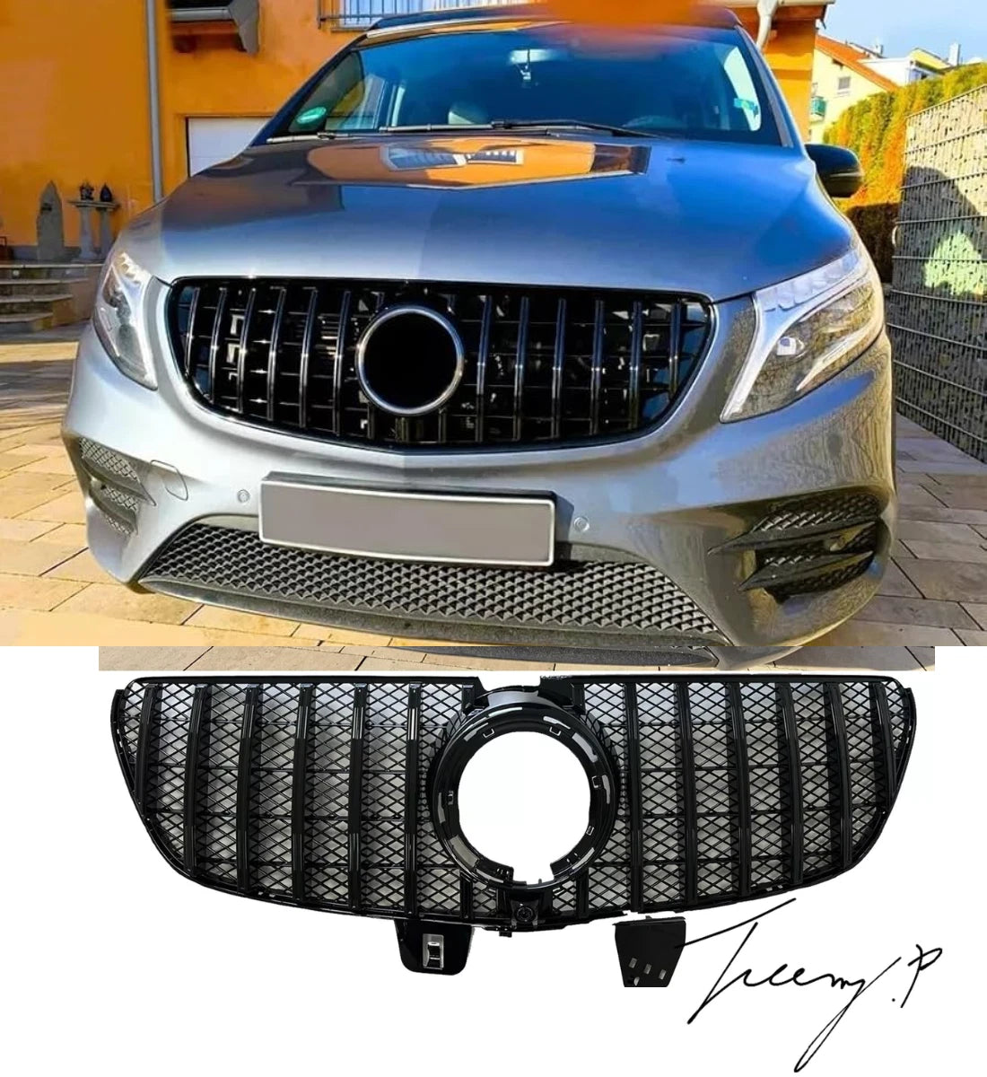 Mercedes Vito W447 Facelift (2020+) Gloss Black GTR Panamericana Style Front Grill